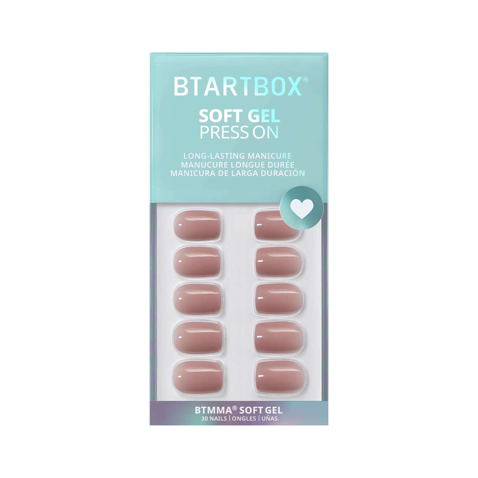 BTArtbox taro nude squoval nails kit contents highlight included nails and tools.