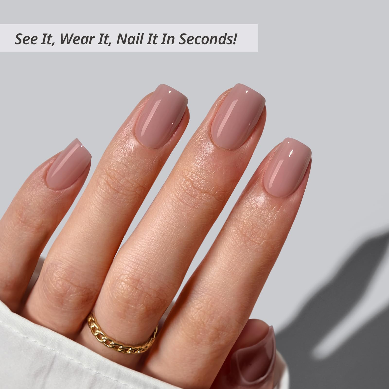 BTArtbox taro nude squoval nails on hand demonstrate a seamless blend with cuticle.