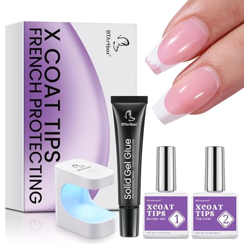 BTArtbox XCOATTIPS builder gel set packaging showing full French protection kit