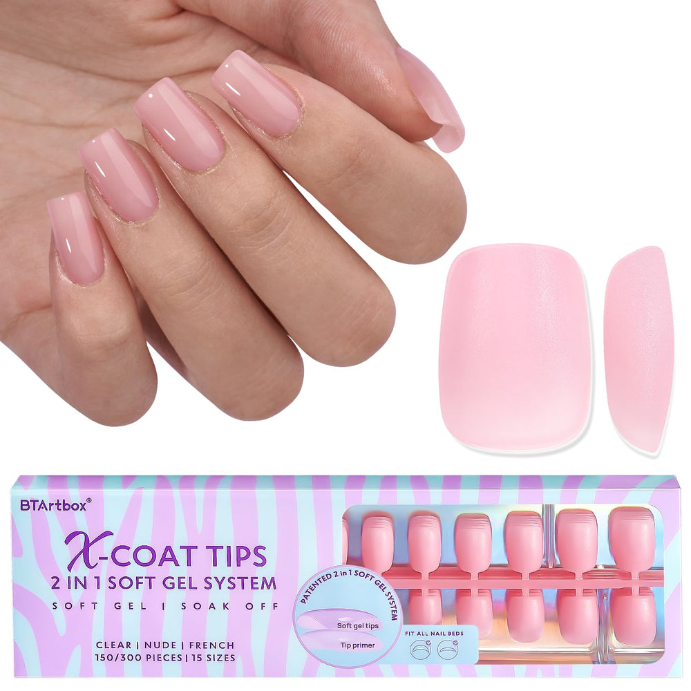 BTArtbox XCOATTIPS extra-short pink nails for quick DIY nail art