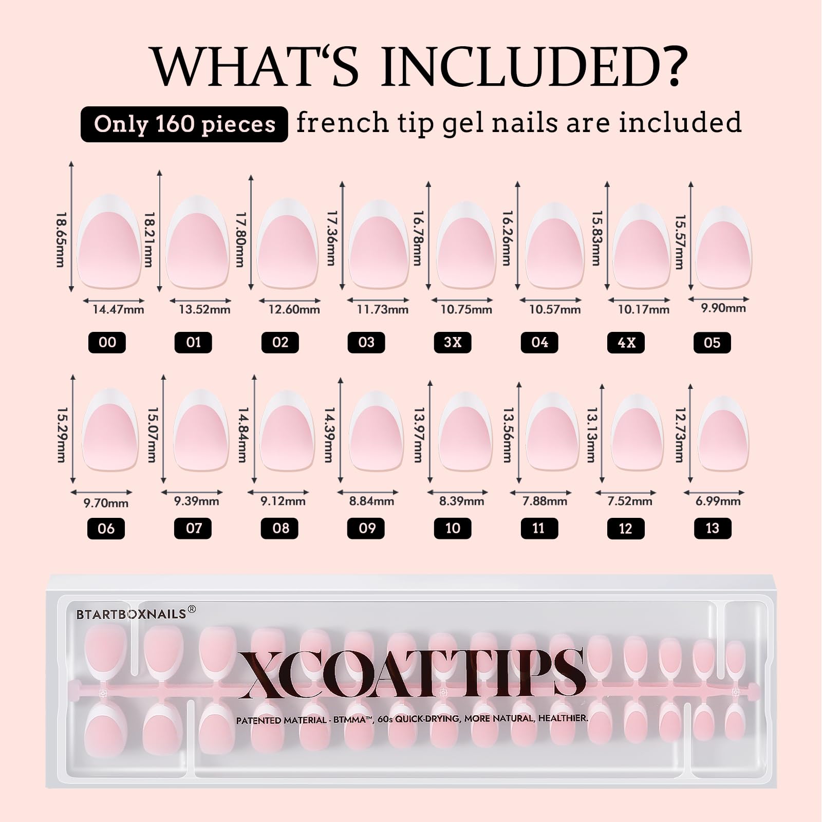 BTArtboxnails pink extra short almond tips suited for clean extensions.