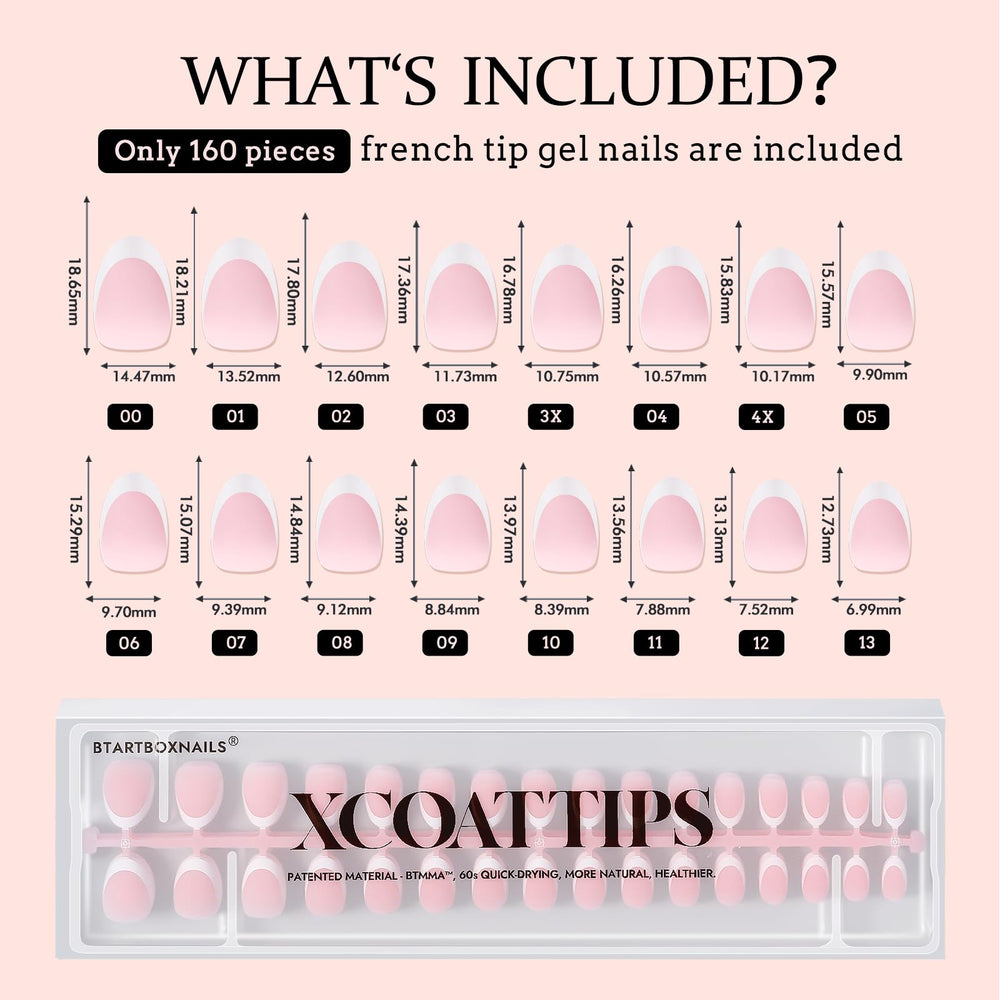 BTArtboxnails pink extra short almond tips suited for clean extensions.