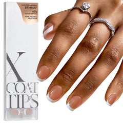 BTArtboxnails French-tip press-on nails closeup for at-home French manicures.