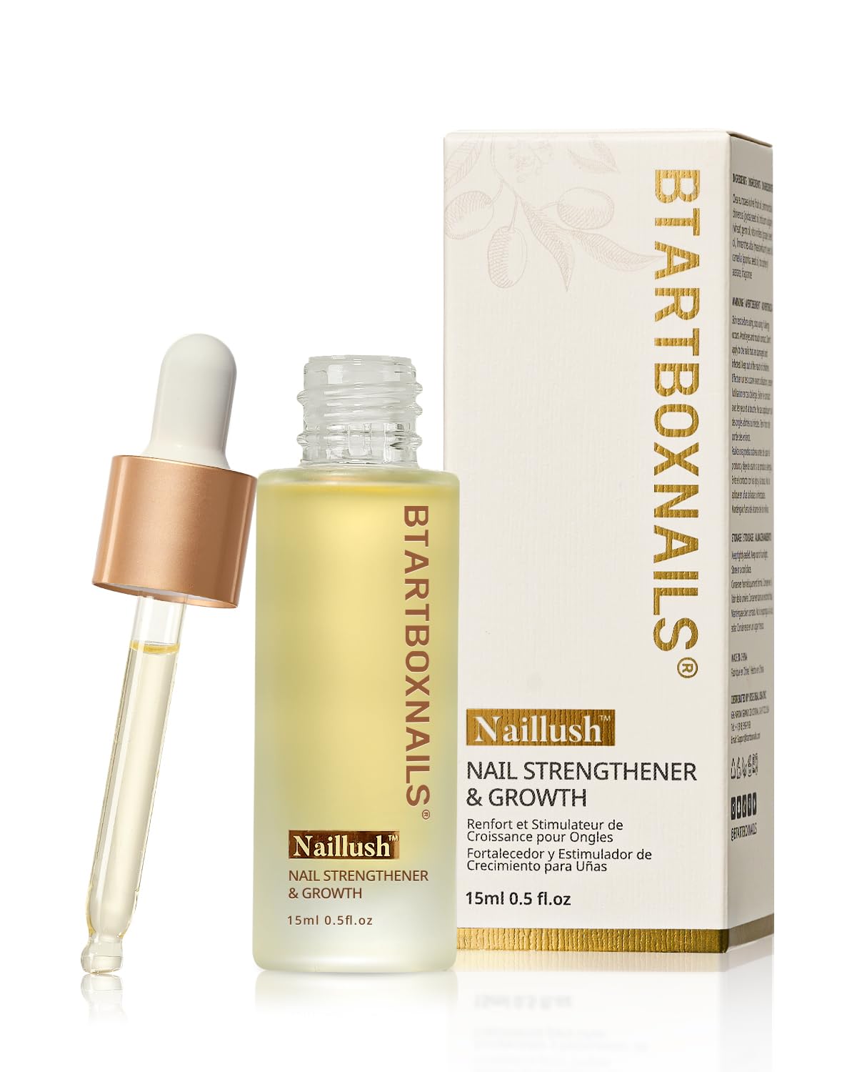 BTArtboxnails Naillush bottle close-up shows growth-supporting formula.