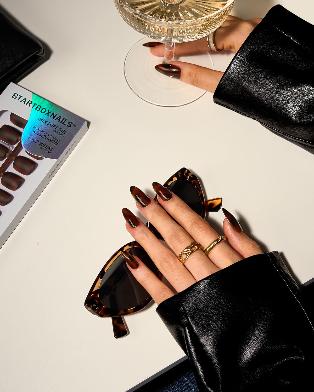 BTArtboxnails SoftCoattips tortoiseshell closeup shows natural-looking finish.