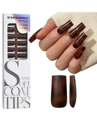BTArtboxnails SoftCoatTips tortoise shell set for salon-at-home long-square nails