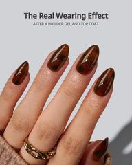 Close-up of BTArtboxnails SoftCoattips tortoiseshell almond short nails