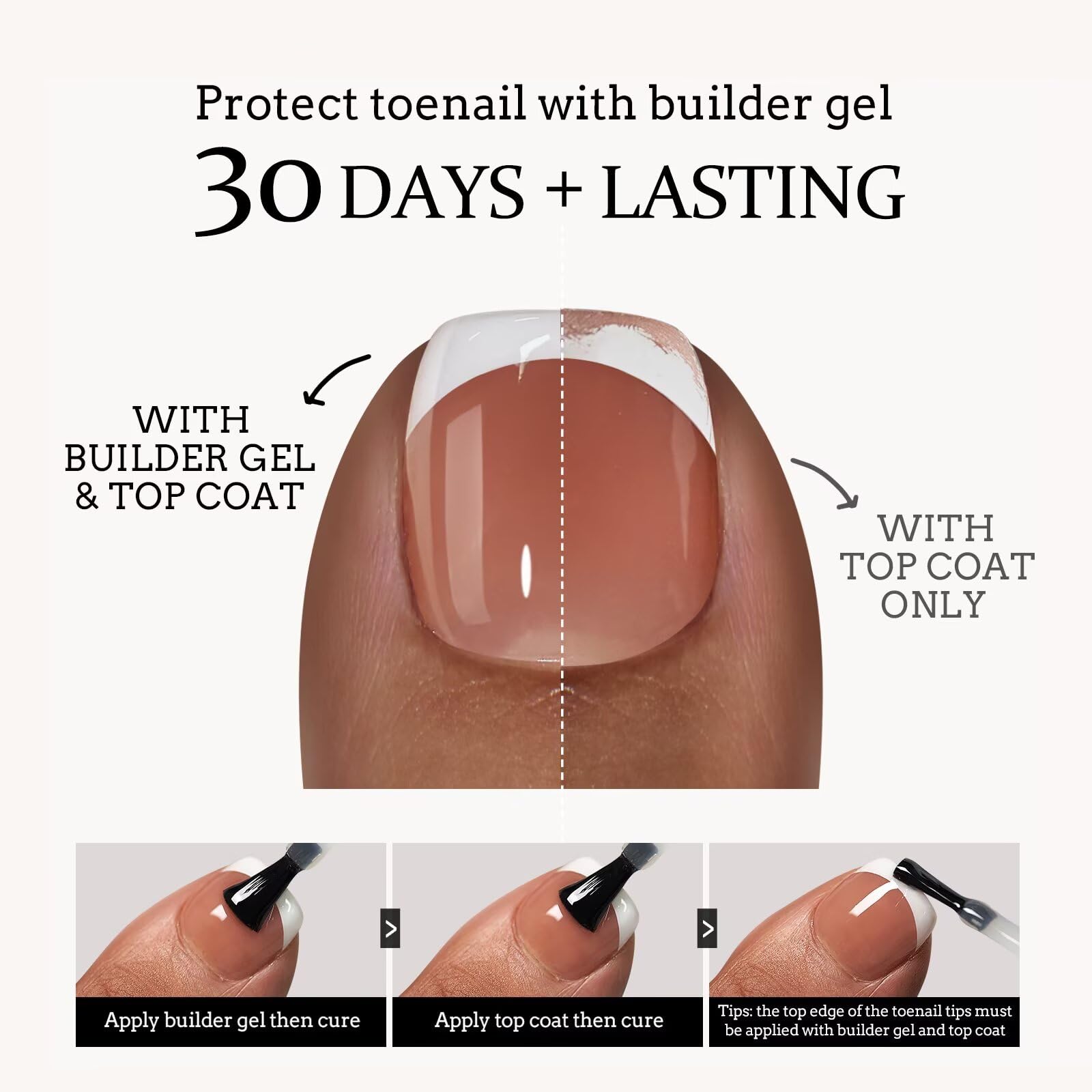BTArtboxnails XCOATTIPS glue-on tips with simple builder gel application for quick pedicures