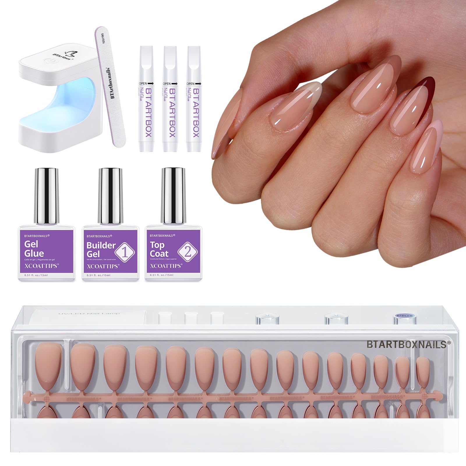 BTArtboxNails XCOATTIPS almond French nails for DIY manicure