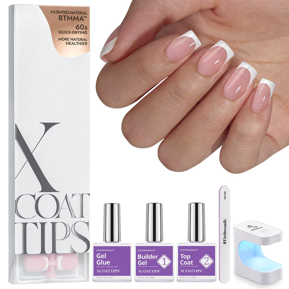 BTArtboxnails XCOATTIPS at home manicure setup in use