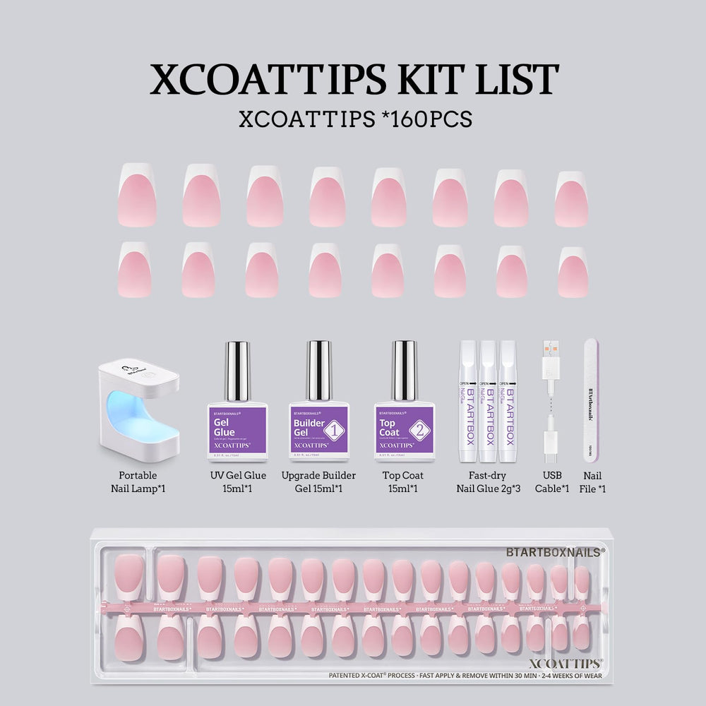 BTArtboxnails XCOATTIPS French manicure progress shows ombre-friendly design steps.