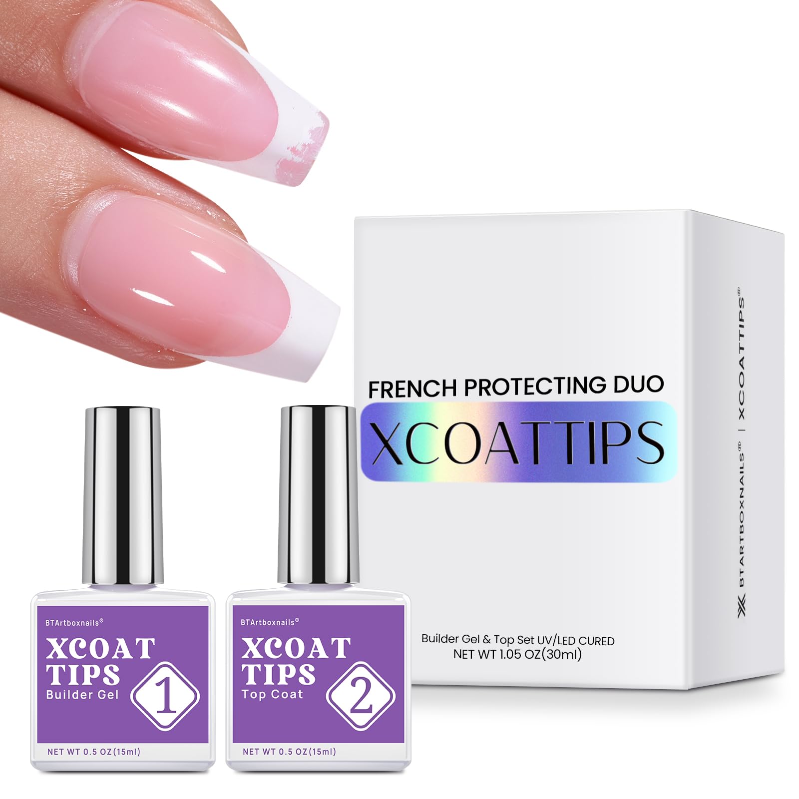 BTArtboxnails XCOATTIPS packaging shows complete kit for durable French tips protection