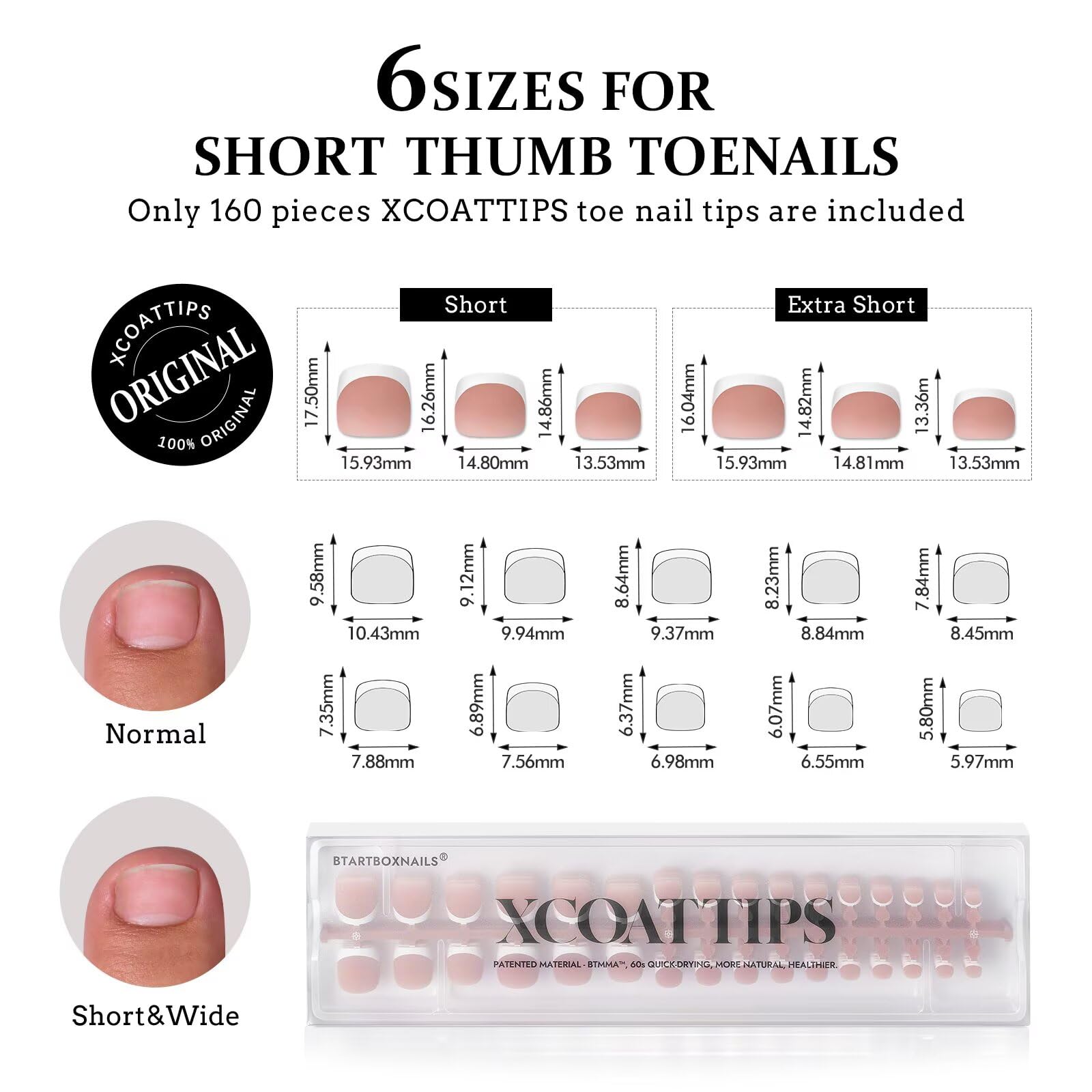 BTArtboxnails XCOATTIPS French tip design provides precise, elegant toenail enhancement