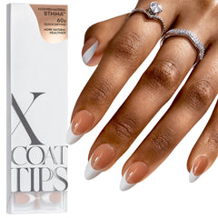 BTArtboxnails XCOATTIPS brown almond French tips for quick salon-like results.