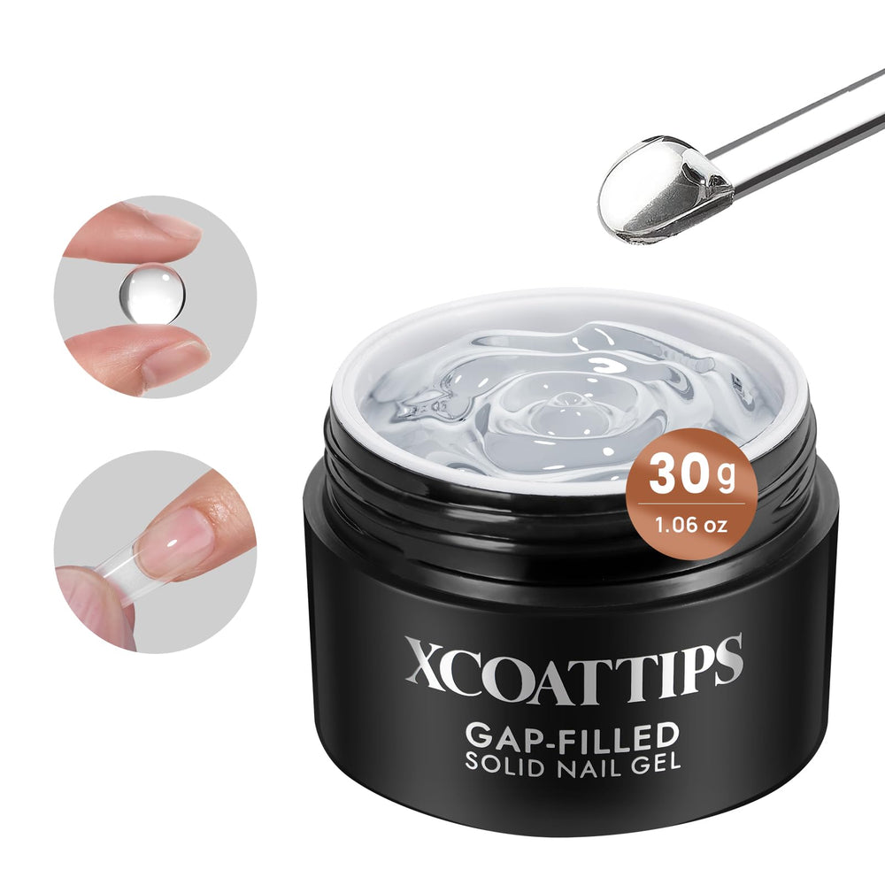BTArtboxnails XCOATTIPS gap-filled glue jar close-up showing clear consistency for seamless bonding
