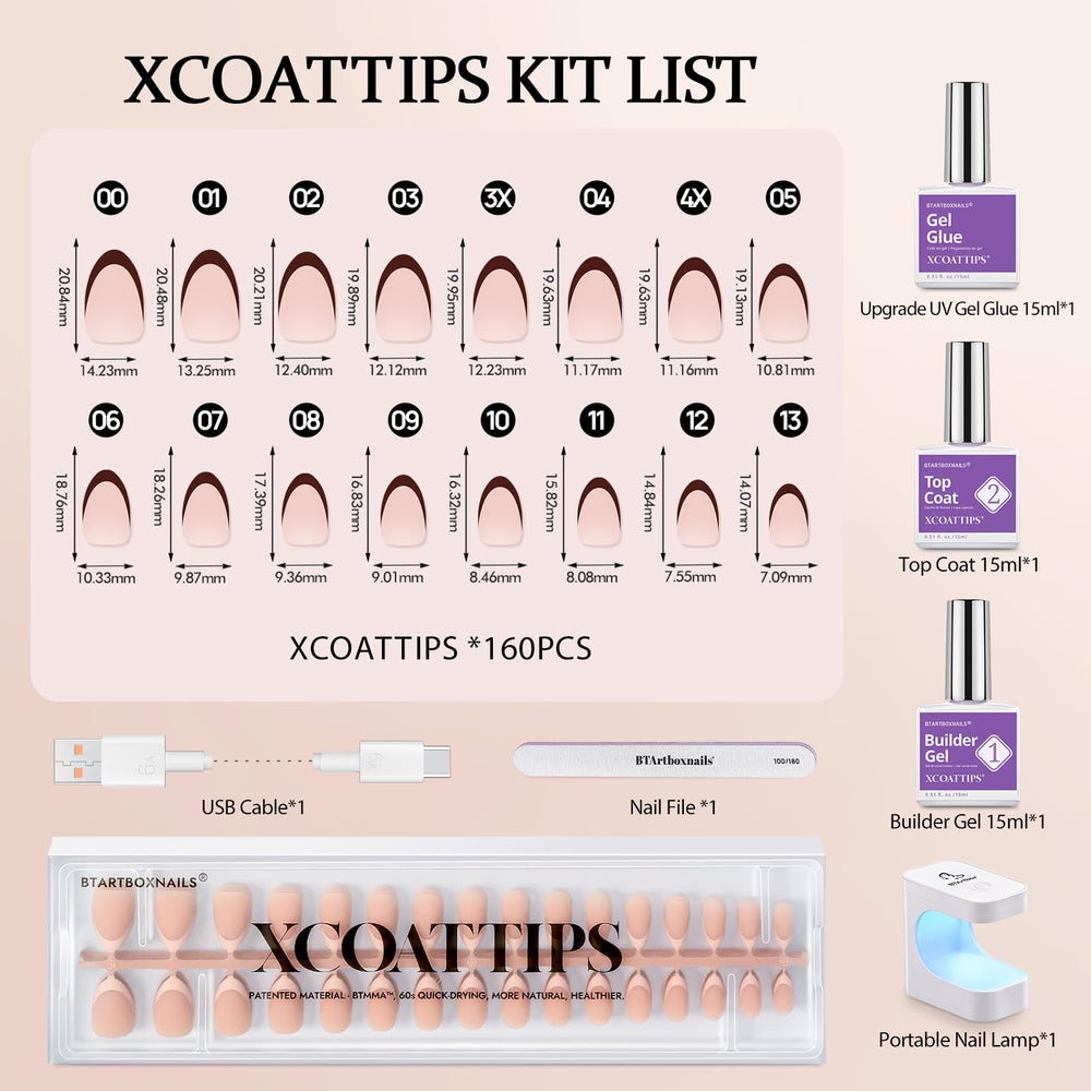 BTArtboxnails XCOATTIPS long-lasting protection over 30 days for French tips.