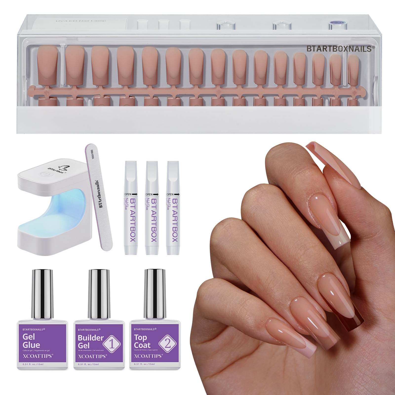 BTArtboxnails XCOATTIPS square press-ons for a quick salon-style French manicure