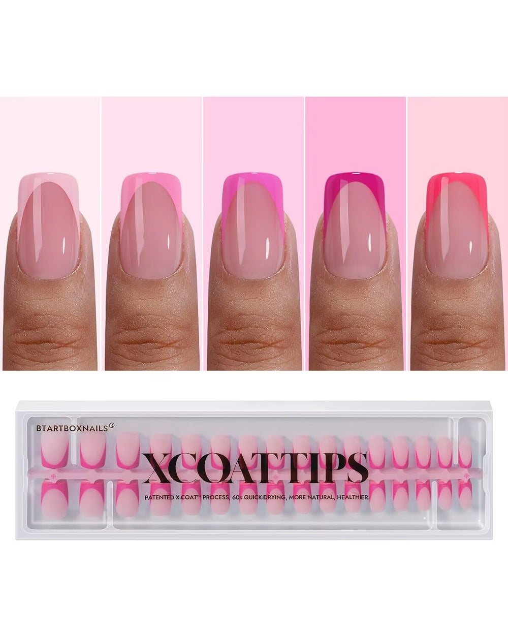BTArtboxnails XCOATTIPS pink French tip set delivers salon-ready finish for at-home manicures