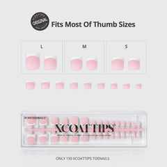 BTArtboxnails XCOATTIPS six-size chart shows big toe fit for comfortable wear.