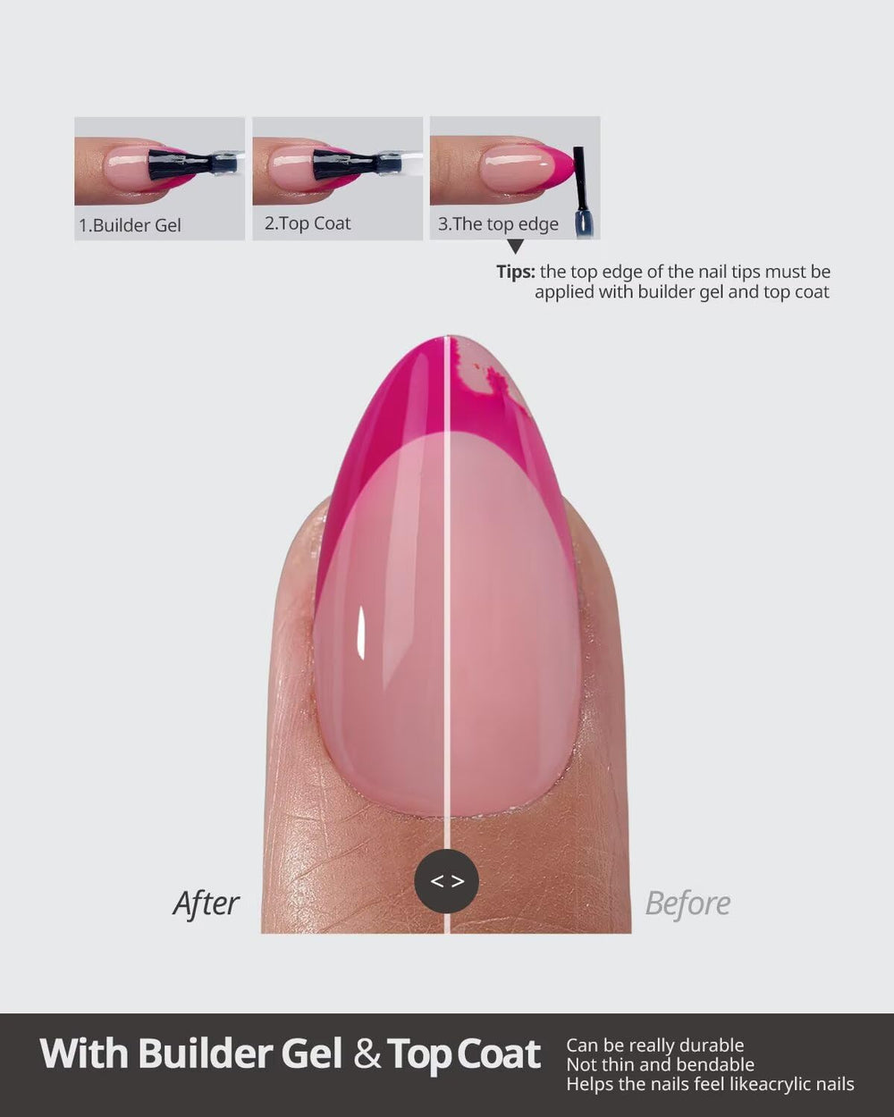 BTArtboxnails XCOATTIPS soft gel nails are lightweight and flexible for comfortable wear