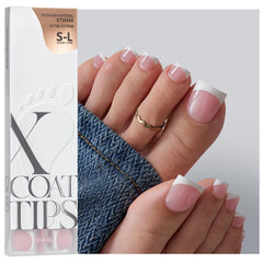 BTArtboxnails XCOATTIPS toe nail tips square pink nails ready for quick at-home application.