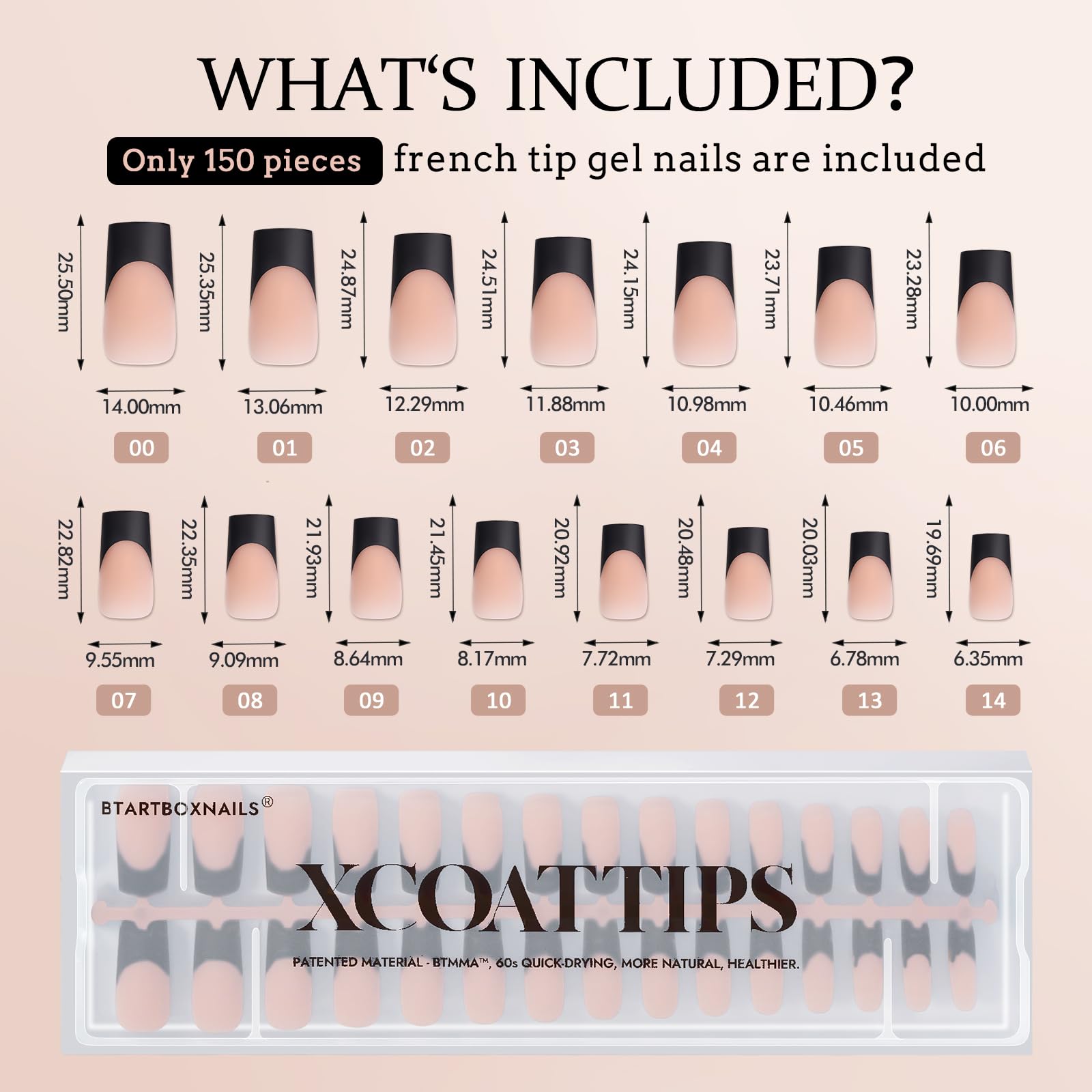 BTArtboxnails XCOATTIPS ultra-fit nails contour to cuticle for natural look.