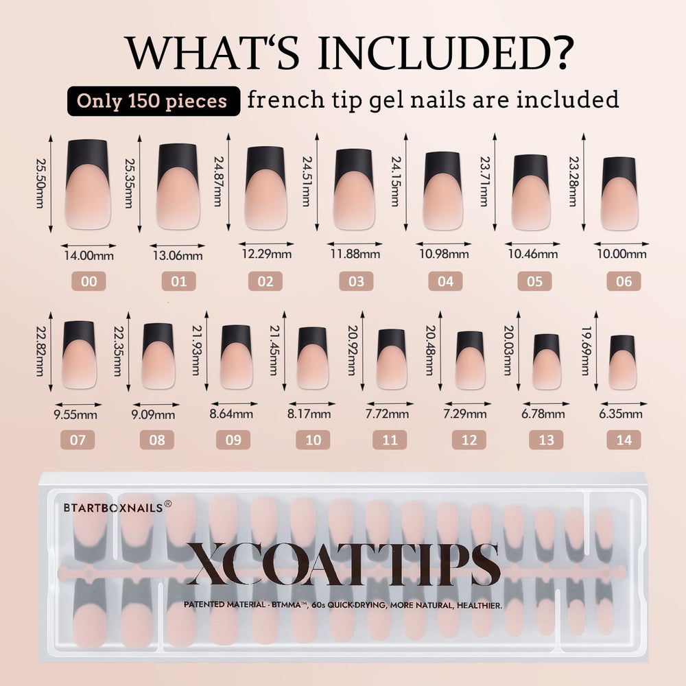 BTArtboxnails XCOATTIPS ultra-fit nails contour to cuticle for natural look.