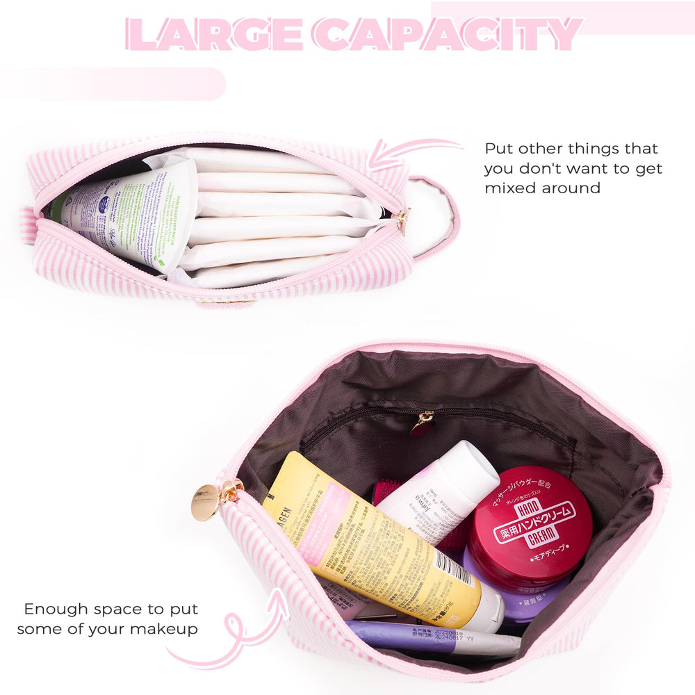 Btffitting initials design makeup bag set offers organized storage for cosmetics and brushes.