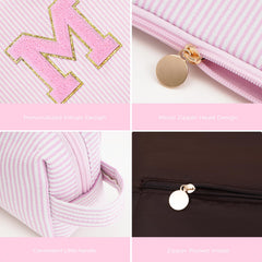 Btffitting makeup bag set pink zipper detail smooth glide for daily use