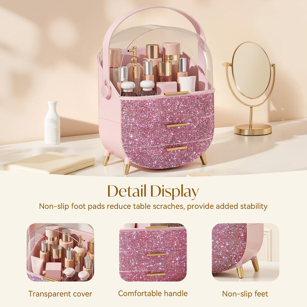 BTGGG Bling makeup organizers clear cover boosts visibility of lipsticks and skincare