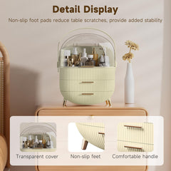 BTGGG maize-yellow makeup organizer adds warm decor while keeping cosmetics organized.
