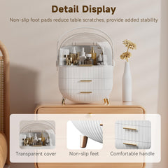 BTGGG makeup organizer anti-slip feet keep it stable on wet counters.