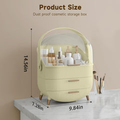BTGGG makeup organizer with dust-proof cover keeps items visible yet protected.