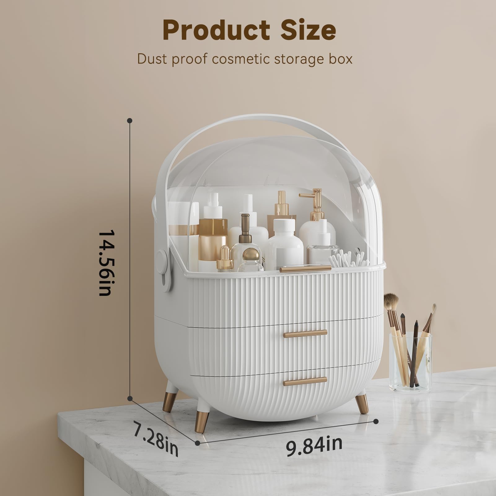 BTGGG makeup organizer vanity drawer open shows organized compartments and quick access.