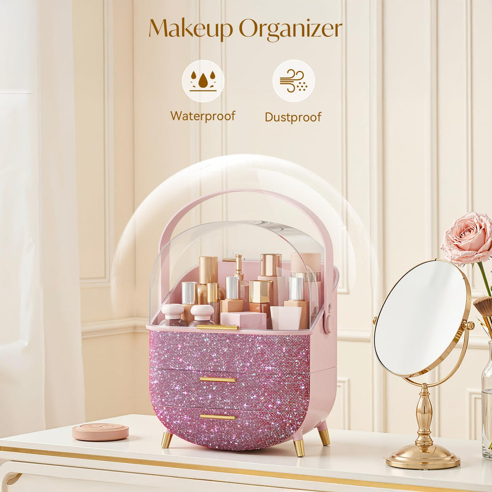BTGGG Pink Diamond tiered storage drawers organize brushes and palettes efficiently