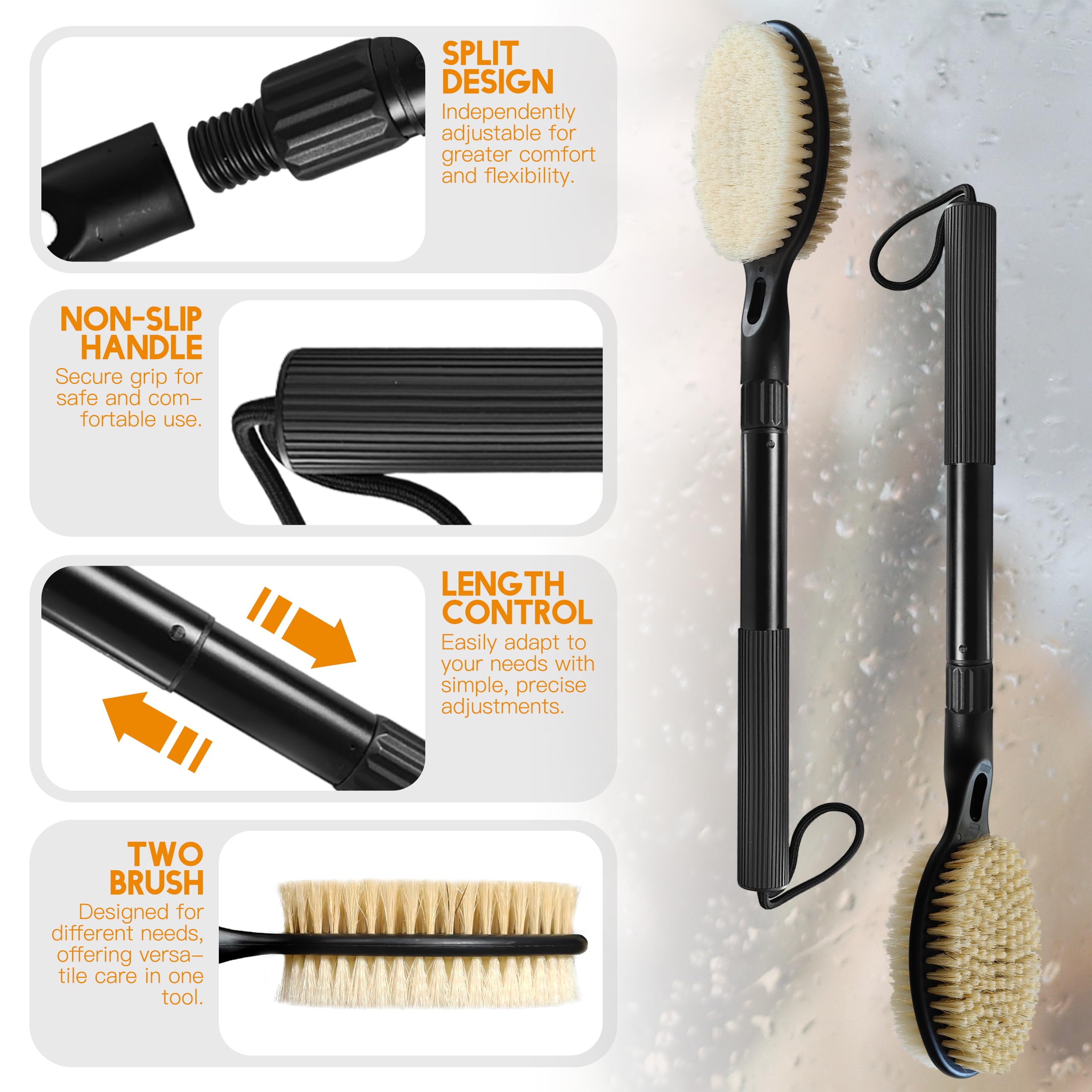 BTideas back scrubber aluminum-alloy-handle lightweight and rustproof.