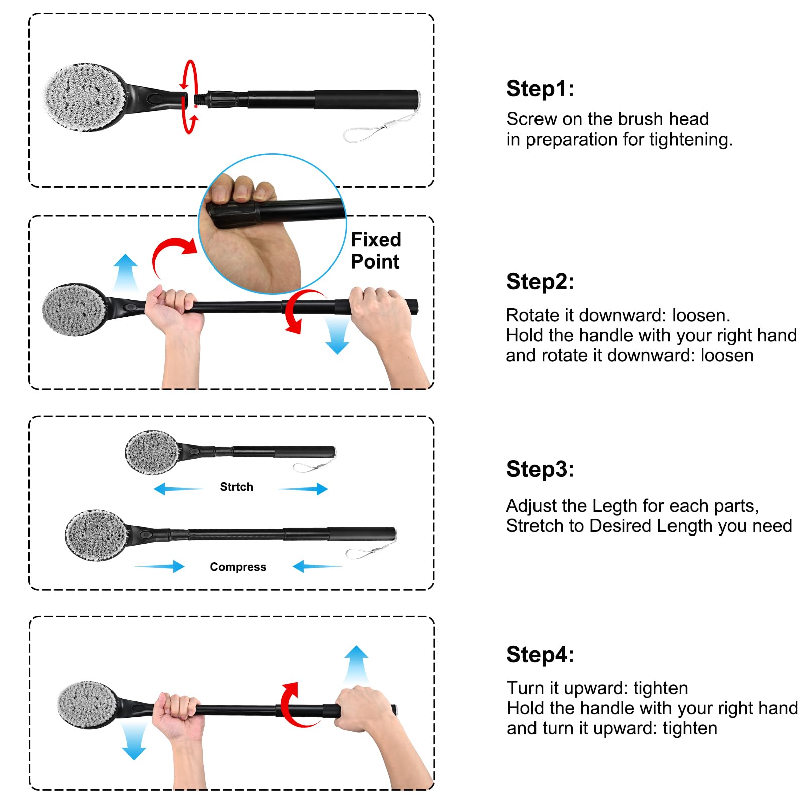 BTideas easy-assembly back scrubber with detachable parts for quick setup