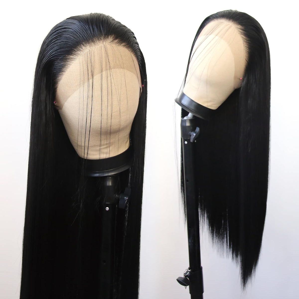 BTWTRY black lace front wig jet-black straight texture for everyday wear