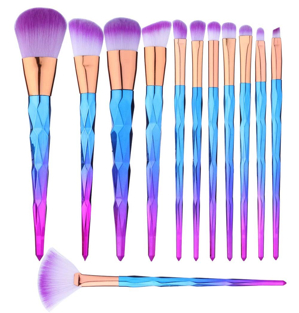 BTYMS 12-piece face brush image with soft nylon bristles for smooth powder application