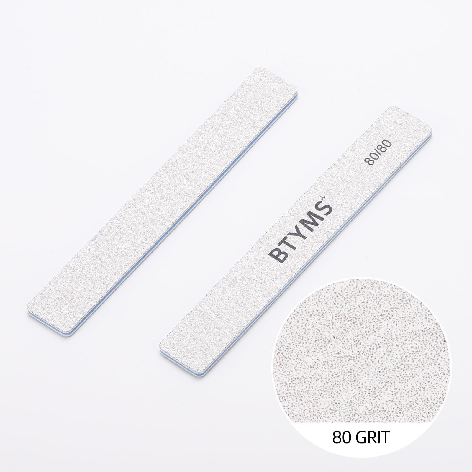 BTYMS 80-grit nail file shaping side walls for quick length control