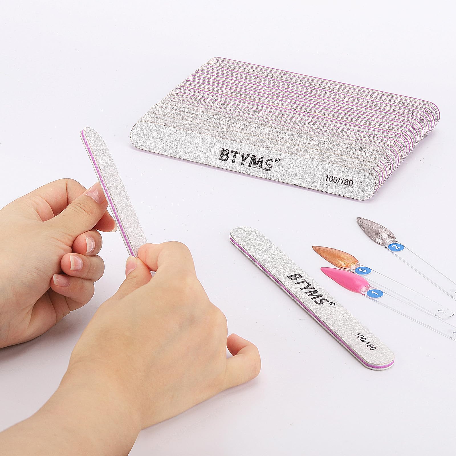 BTYMS bulk pack supports manicures and pedicures across natural and artificial nails.