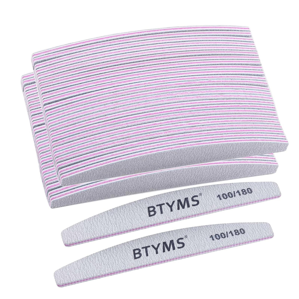 BTYMS double-sided emery boards 100/180 grit for versatile shaping of natural nails and enhancements