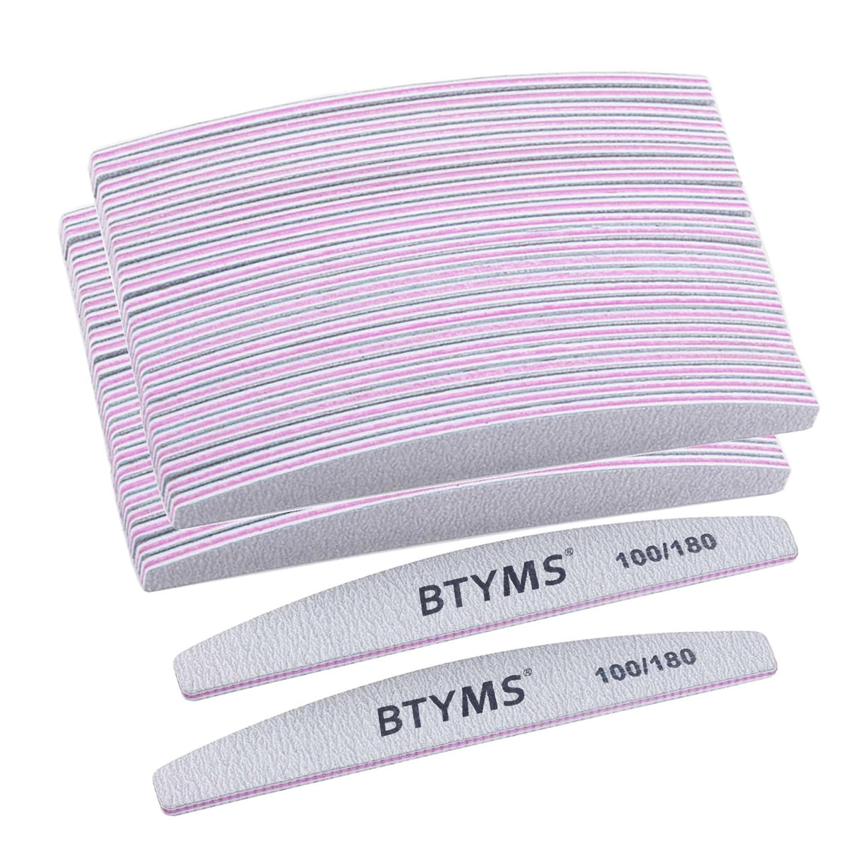 BTYMS double-sided emery boards 100/180 grit for versatile shaping of natural nails and enhancements