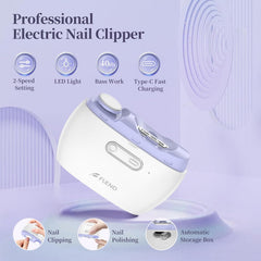 Bubbacare electric nail clipper side angle highlights ergonomic grip for all ages
