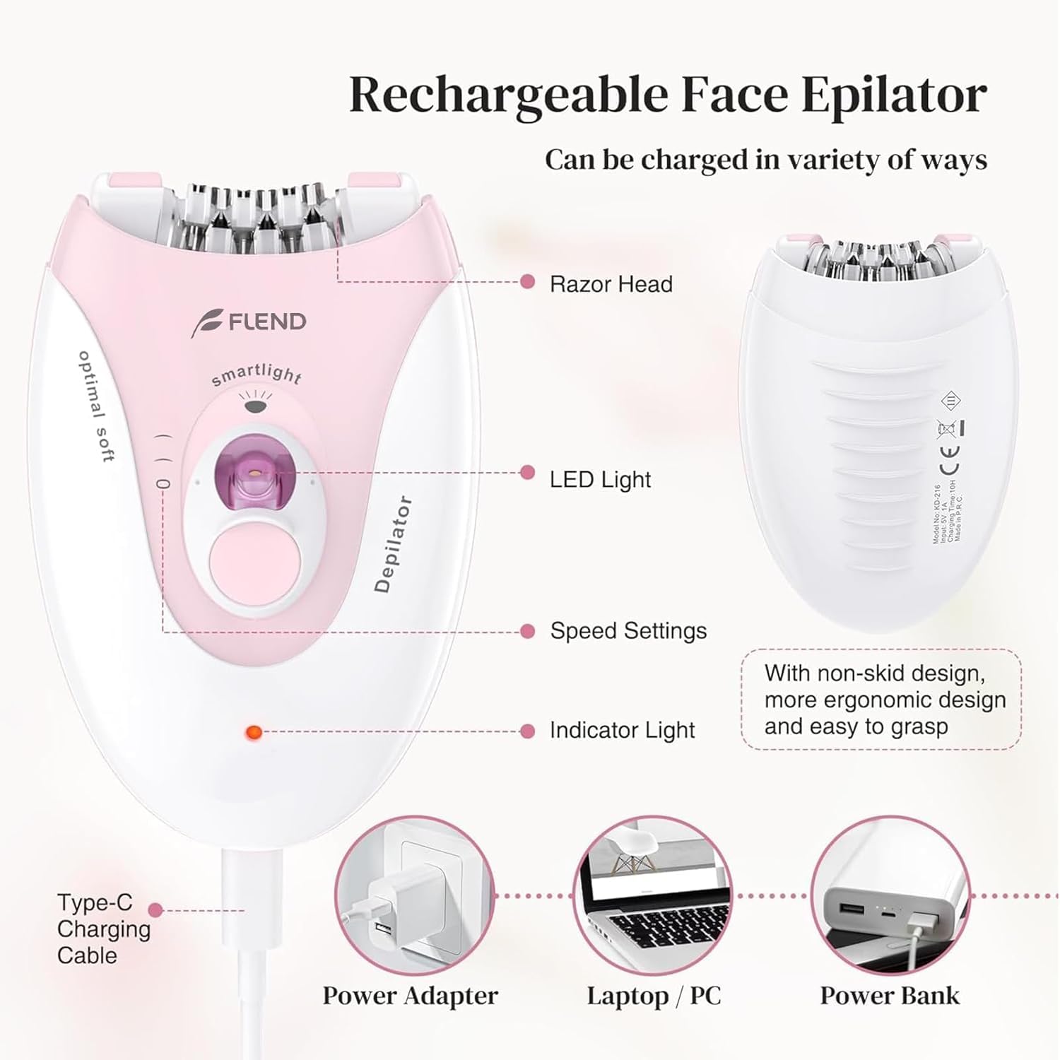 Bubbacare Smooth Glide Epilator ergonomic grip reduces hand fatigue