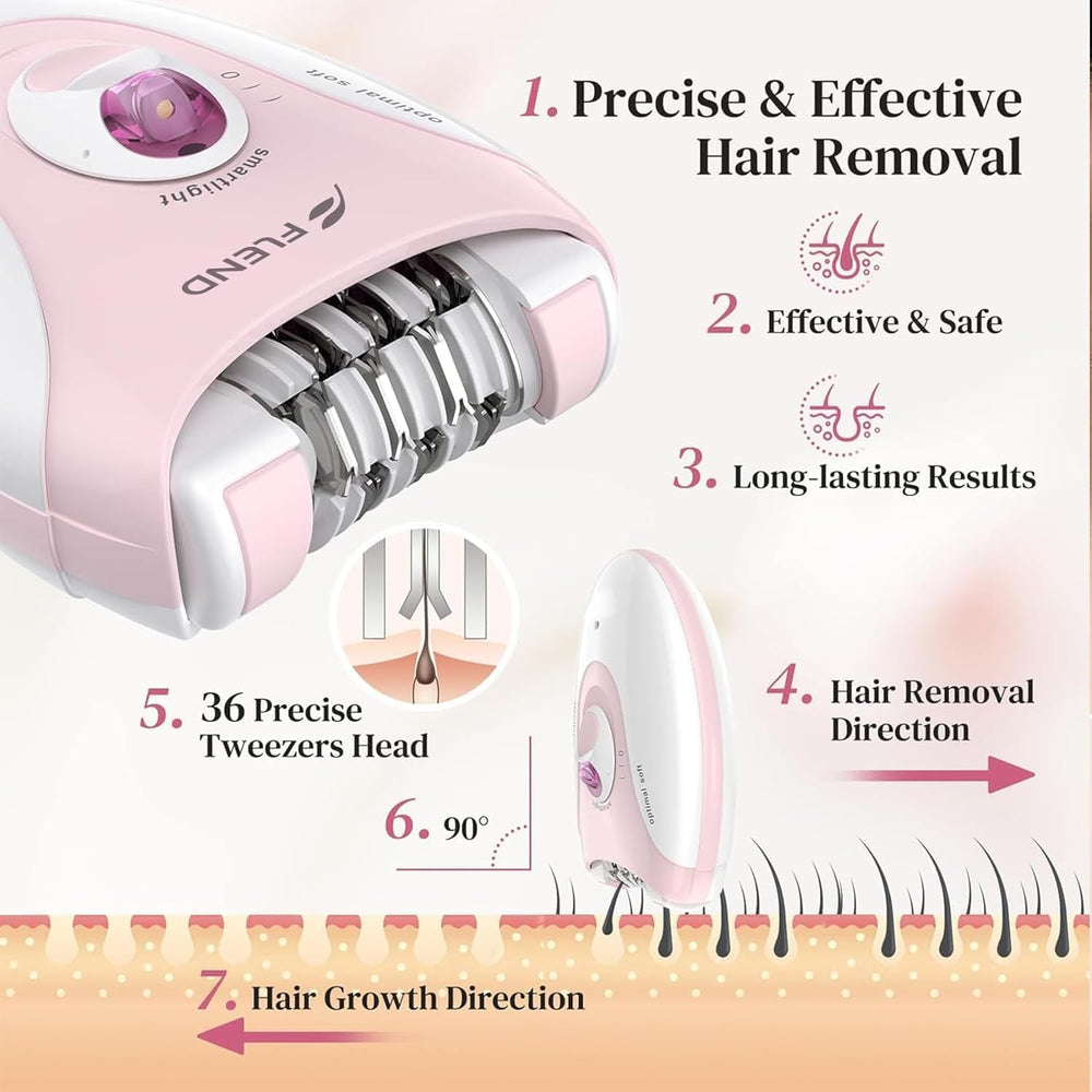 Bubbacare Smooth Glide Epilator with LED light highlights fine hairs