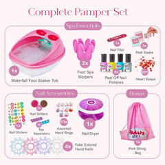Bubbly Girlz pedicure tools included for easy at-home spa pampering