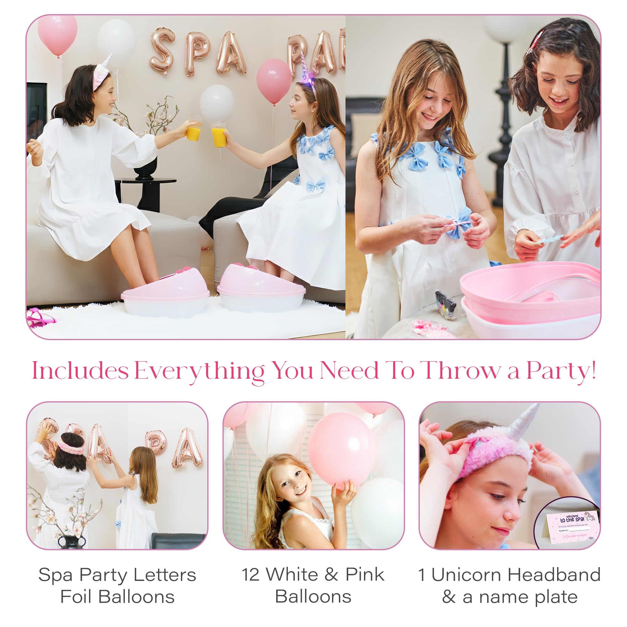 Bubbly Girlz unicorn headband adds a magical spa-party vibe