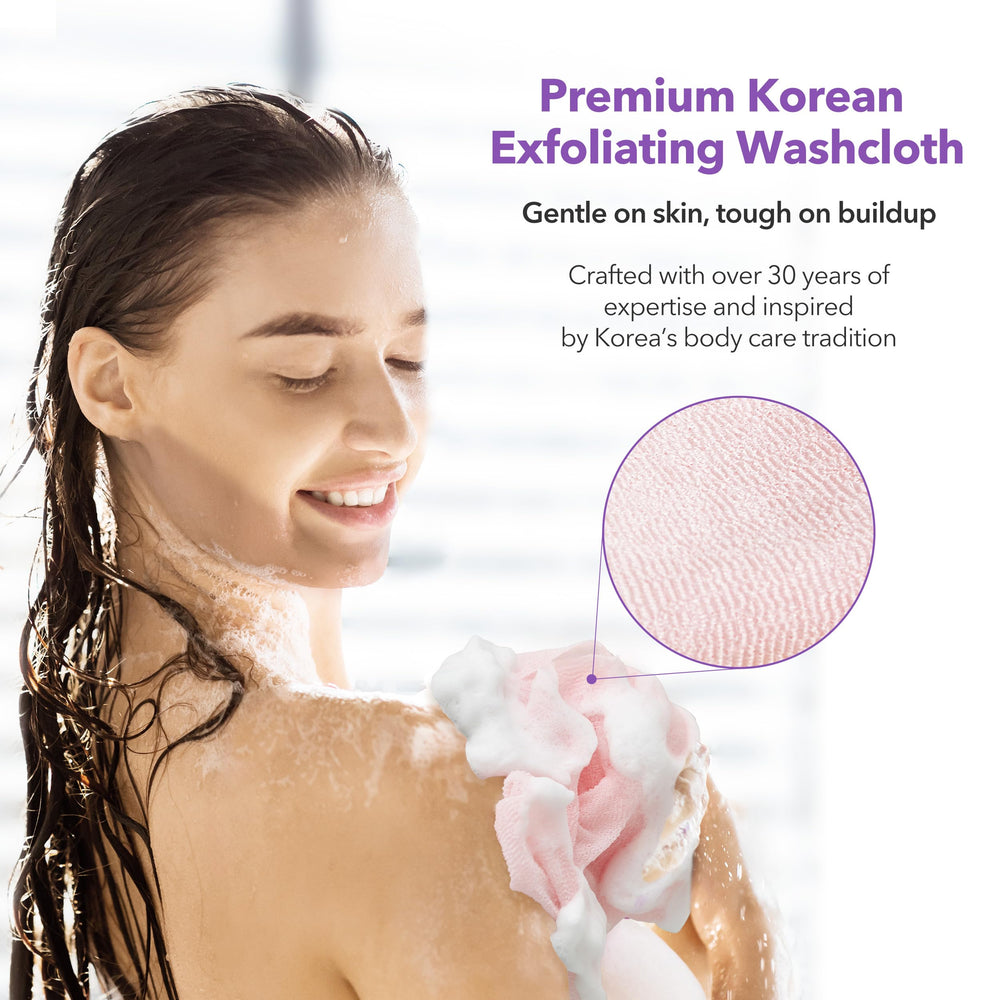 BubblyMe washcloth demonstrates back-scrub coverage for full-body cleansing