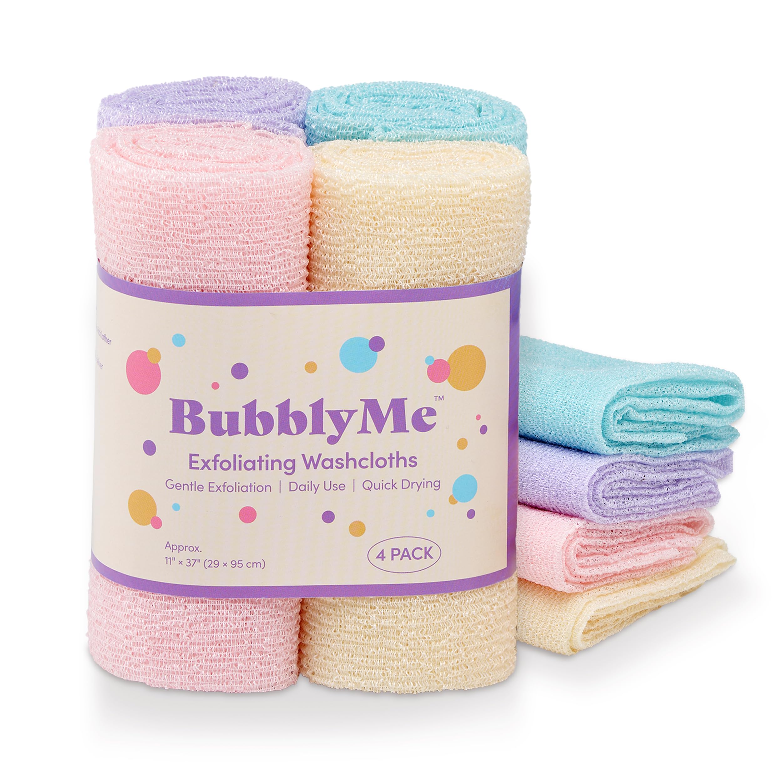 BubblyMe Korean exfoliating washcloth for full-body cleansing and gentle daily exfoliation